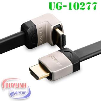 Cáp HDMI 1M dẹt nghiêng góc 90 độ chính hãng Ugreen 10277 hỗ trợ 3D 4K  