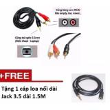 Cáp loa jack 3.5 ra 2 đầu hoa sen dài 1.5m tặng cáp nối dài jack 3.5 dài 1.5m