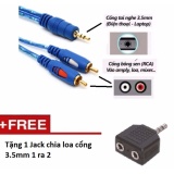[HCM]Cáp loa jack 3.5 ra 2 đầu hoa sen dài 1.2M chống nhiễu Tặng 1 jack chia loa 1 ra 2