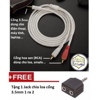 Cáp loa Jack 3.5mm ra 2 đầu bông sen AV dài 3M JSJ Tặng Jack chia loa 3.5 1 ra...