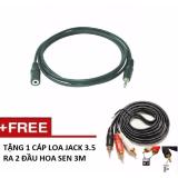 Cáp loa nối dài jack 3.5 dài 1.5m tặng cáp loa jack 3.5 ra 2 đầu hoa sen 3m