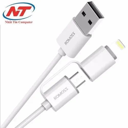 cáp sạc 2in1 Romoss - 2 cổng Lightning và micro USB