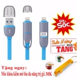 Cáp sạc điện thoại 2 in 1 cho iPhone 5/6/7 và Android + Tặng móc khóa đa năng