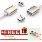 Cáp sạc từ hít nam châm dây bọc dù siêu bền 2 in1 đầu cắm Micro USB và Lightning cho iPhone và Android