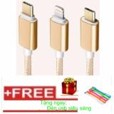 Cáp sạc từ nam châm tự hít 3 in 1 + tặng đèn lex usb siêu sáng