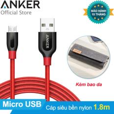 Nơi Bán Cáp siêu bền nylon ANKER PowerLine+ Micro USB dài 1.8m (Đỏ) – [Có bao da] – Hãng phân phối chính thức  