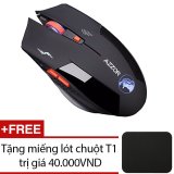 [HCM]Chuột không dây dùng pin sạc AZZOR (Đen) Tặng Mousepad