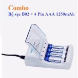 Combo Bộ sạc đa năng DP-B02 và 4 pin đũa sạc AAA dung lượng cao Doublepow 1250mAh