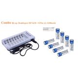 Combo bộ sạc nhanh thông minh đa năng doublepow dp-k18 tặng 8 pin aa 1200mah