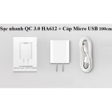 Combo sạc nhanh cao cấp qc3.0 xiaomi-zmi ha612 tặng kèm cáp micro usb 100cm