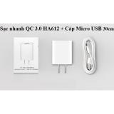 Combo Sạc nhanh cao cấp QC3.0 Xiaomi-ZMI HA612 Tặng kèm Cáp Micro USB 30cm (Trắng)