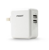 Củ sạc pisen dual usb cho ipad charger 2 cổng 1a / 2.4a