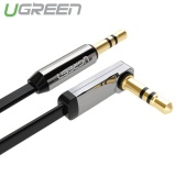 Dây audio ugreen 3.5mm dẹt, mạ vàng 1 đầu vuông 90 dài 5m tpe av119 10729