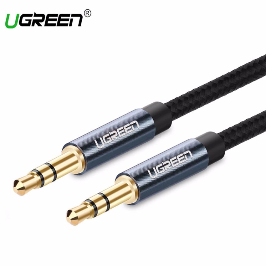 Hình ảnh Dây cáp Audio AUX UGREEN AV112 3.5mm cao cấp dài 1 mét (Dây dù đen)