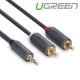 Dây chuyển đổi 3.5mm ra 2RCA(HOA SEN) Dài 2m UGREEN AV102 10510 (ĐEN)