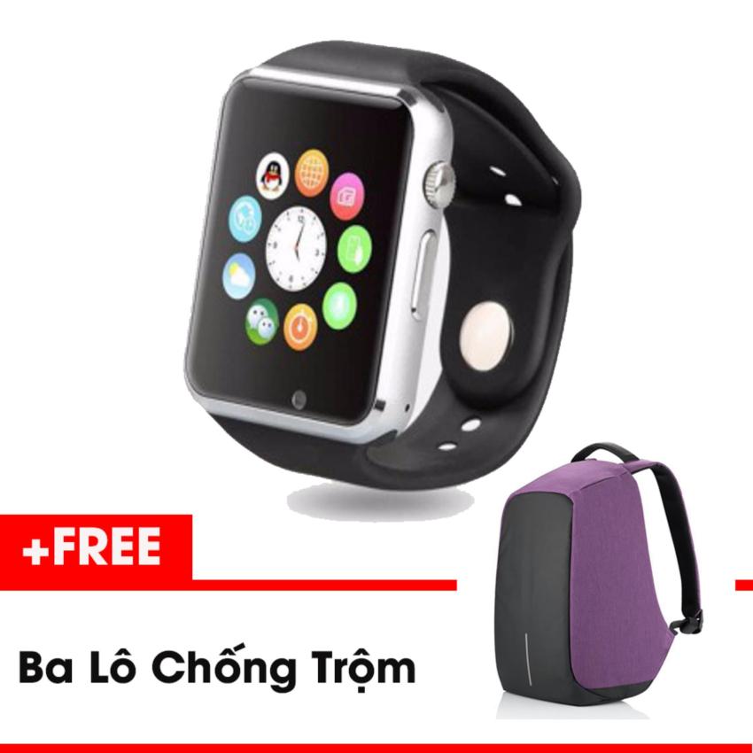 Hình ảnh Đồng hồ thông minh SA1 màu Đen + Ba Lô Chống Trộm màu Tím