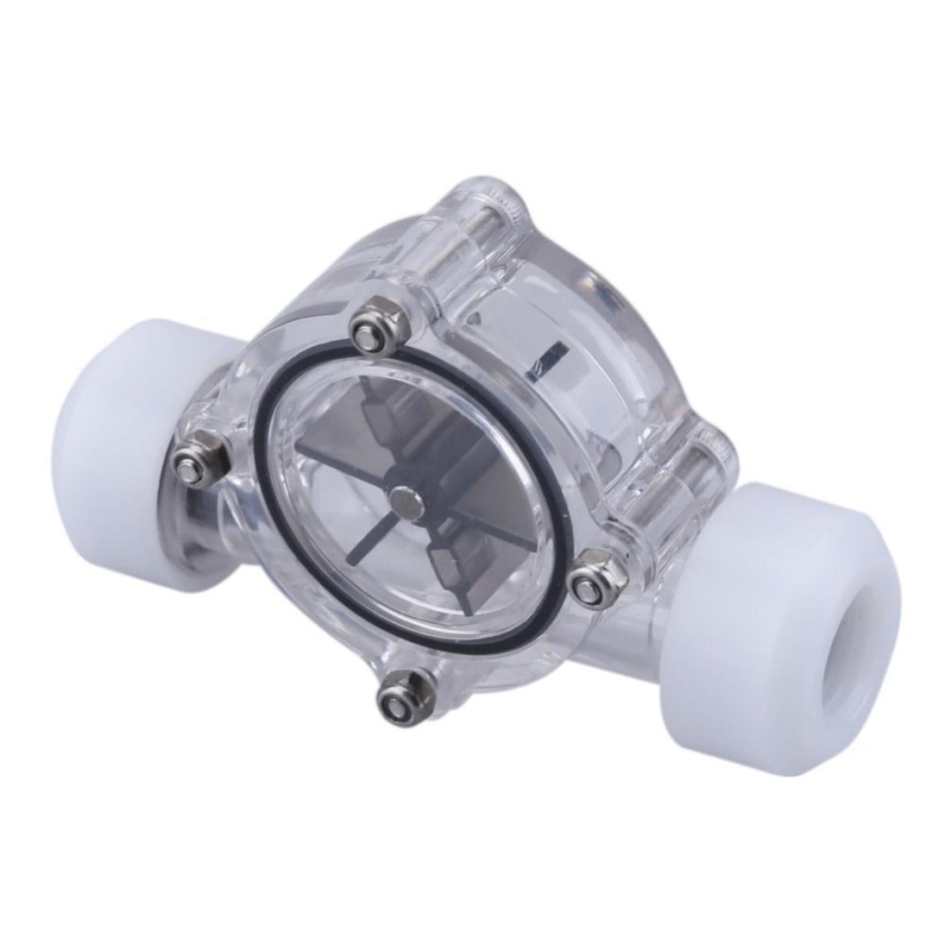G1/4 Port Female to Female Flow Meter Indicator for PC Water Cooling System(White) - intl