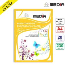 Giá bán Giấy In Ảnh Cao Cấp Media RC 1 Mặt Siêu Bóng (High Glossy) A4 (21 x 29.7cm) 230g 20 tờ – Hàng Nhập Khẩu  