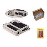 Hộp test mạng đa năng rj45 và cáp đồng trục bnc + hộp 100 đầu jr45 + 1 vỉ vòng đánh số mạng