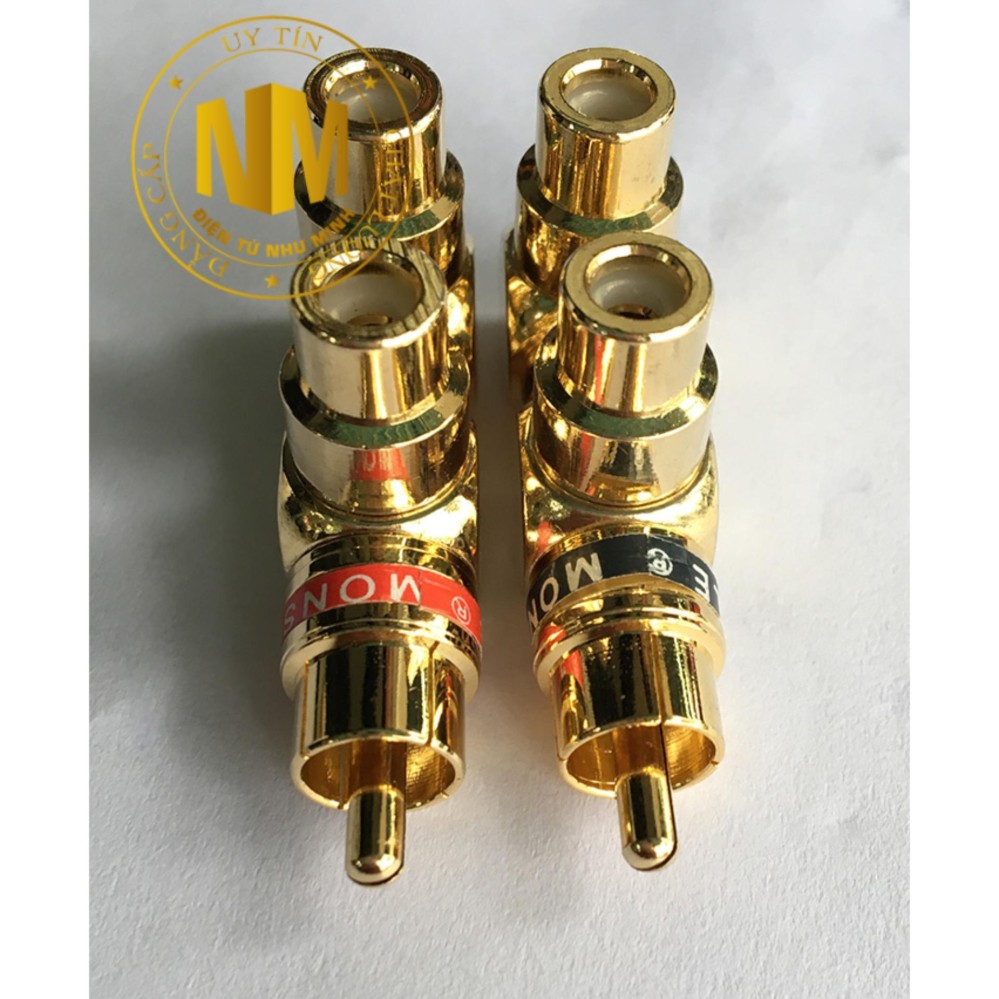 Jack Chia RCA 1 ra 2 Monster vuông góc 90độ dầy (1 cái)