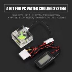 Justgogo-3 Way Flow Meter Digital Thermometer for Computer Water Cooling System Kit – intl  