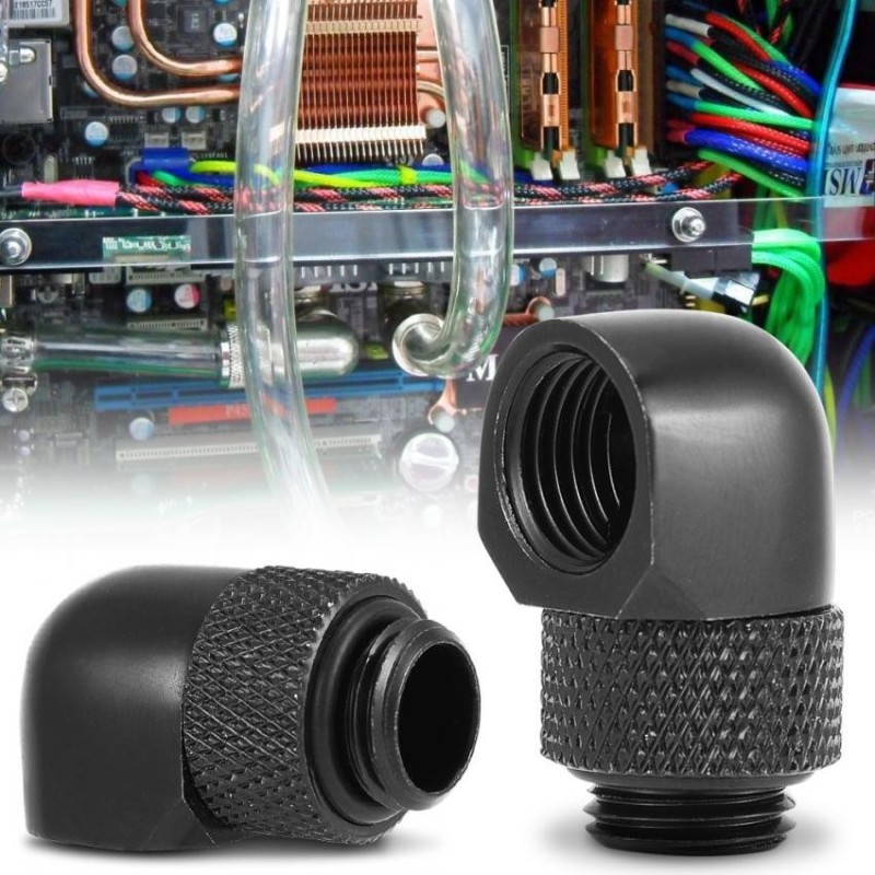 Bảng giá Justgogo 90 Degrees PC Water Cooling Two-Touch Fitting G1/4 Thread Elbow Barb Connector for Tube Black - intl Phong Vũ