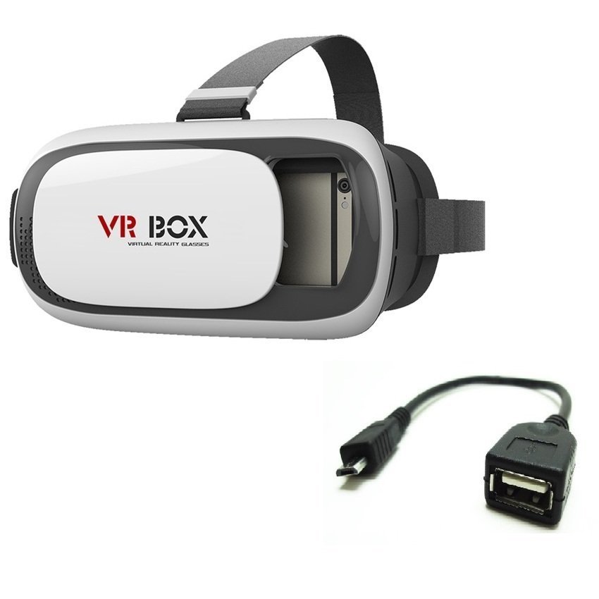 Hình ảnh Kính thực tế ảo VR Box phiên bản 2 (Trắng đen) và Cáp OTG