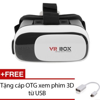 Kính thực tế ảo VR Box phiên bản 2 ( Trắng) + Tặng cáp OTG xem Phim 3D từ USB...
