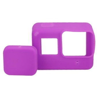 Lens Cap Cover + Silicone Housing Case Protector For Gopro5(Purple) - intl  