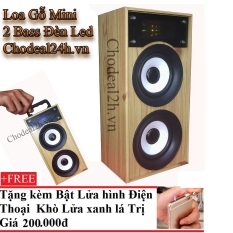 Loa bluetooth bằng gỗ độc đáo 2 bass + tặng bật lửa hình điện thoại