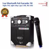 Loa bluetooth hát karaoke kiêm trợ giảng xách tay đa năng tặng kèm Mic không dây aige S8-2019