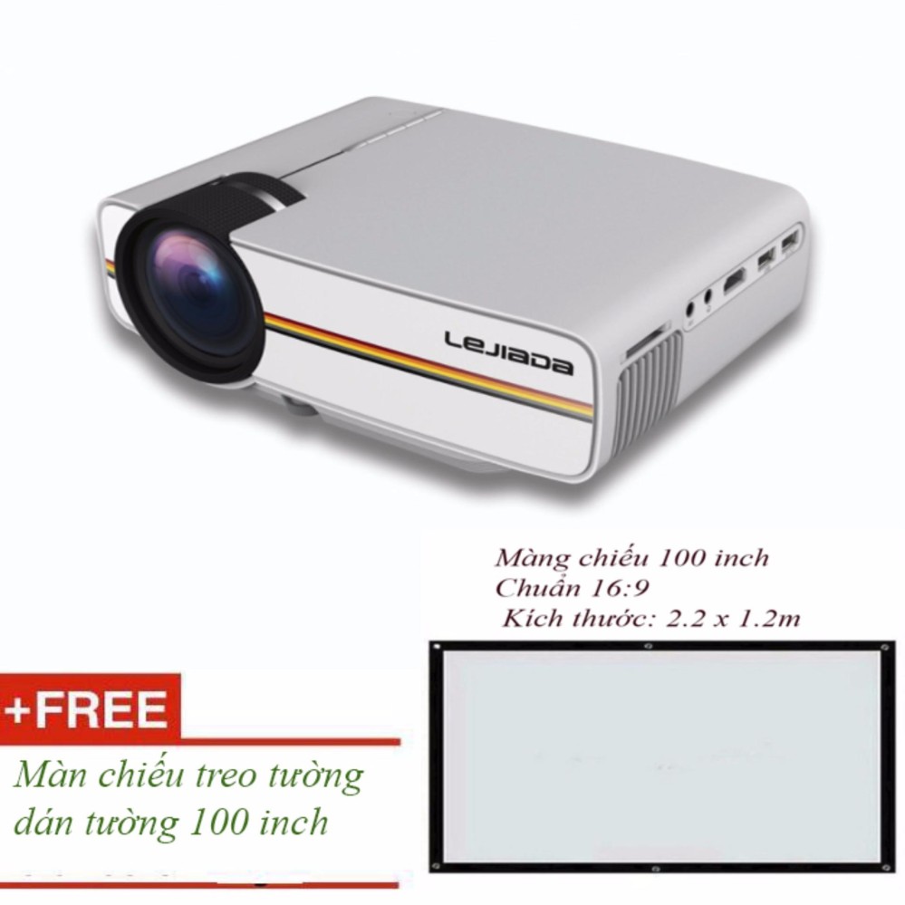 Máy chiếu mini YG - 400 HD, máy chiếu mini cho gia đình + Tặng màn chiếu 100 inch
