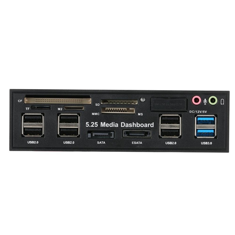 Bảng giá Multi-Function USB 3.0 Hub eSATA SATA Port Internal Card Reader PC Dashboard Media Front Panel Audio for SD MS CF TF M2 MMC Memory Cards Fits 5.25" Bay - intl Phong Vũ