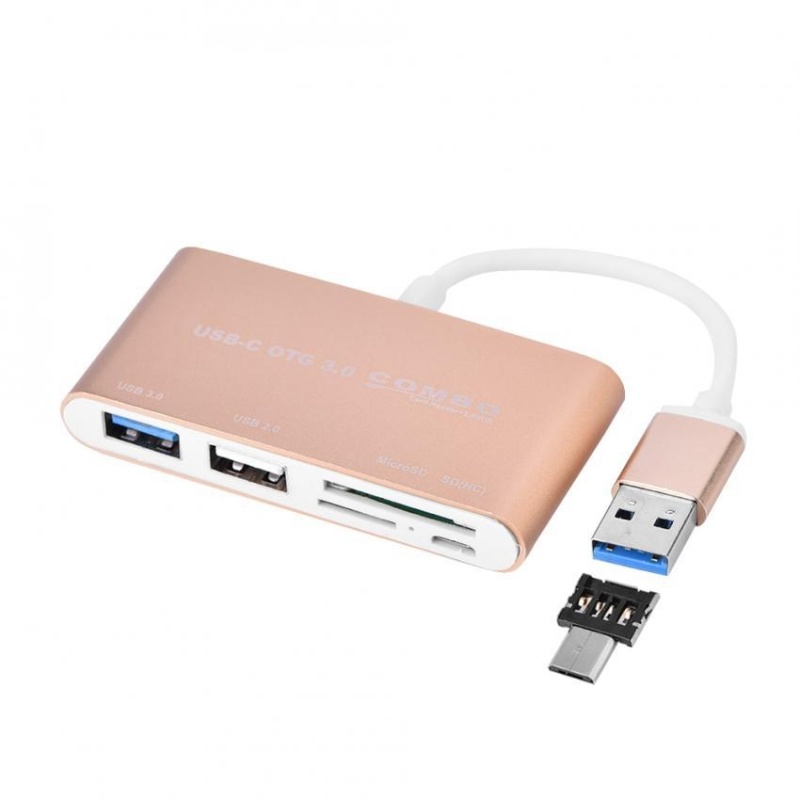 Bảng giá Multifunction 2 In 1 Micro USB + USB 3.0 OTG USB Hub SD / TF Micro SD Card Reader (Gold) - intl Phong Vũ