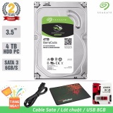 Ổ cứng gắn trong PC HDD Seagate Barracuda 4TB SATA 6Gb/s 7200rpm - Tặng: Cáp Sata, USB 8GB, Lót Chuột