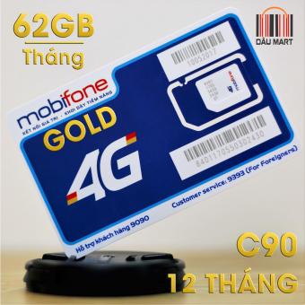 SIM 4G Mobi Gold C90 62GB/Tháng + Miễn Phí 4300 Phút gọi/tháng  