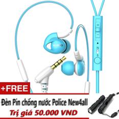 Tai nghe nhét tai Nubwo NY51 Super Bass cho điện thoại + Tặng đèn pin mini New4all siêu sáng Police