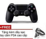 Tay cầm chơi game Sony DualShock®4 Wireless Controller màu đen hàng chính hãng + Tặng kèm 1 dây sạc tay cầm PS4 cao cấp