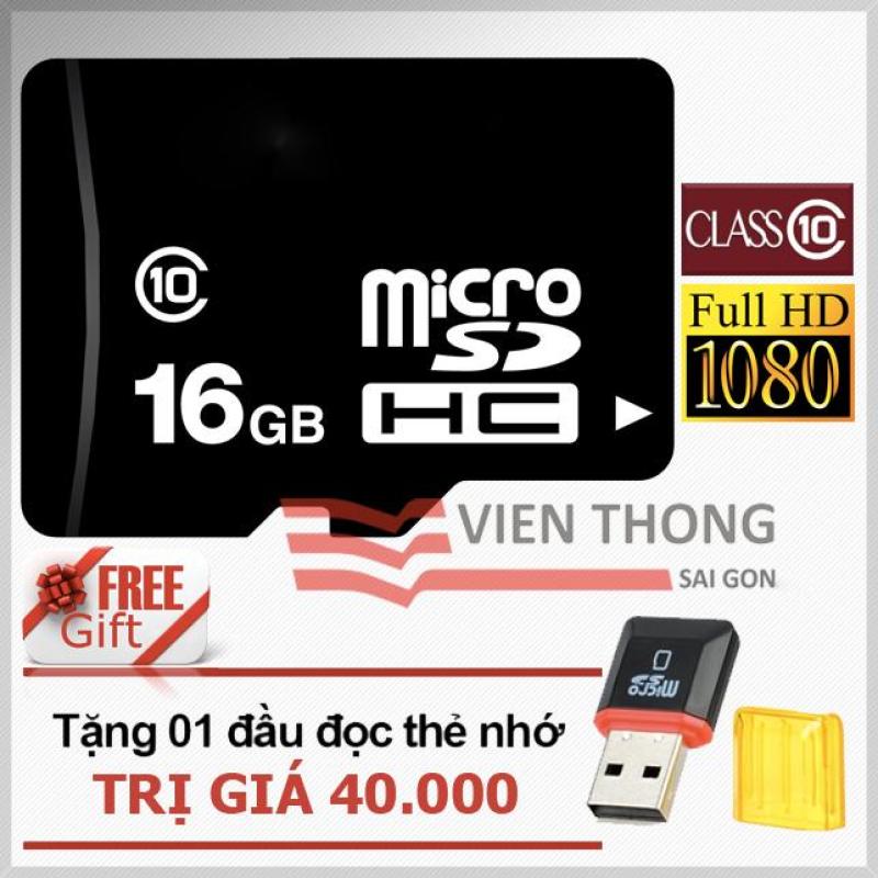 Thẻ nhớ 16GB Micro SDHC C10 + Tặng đầu đọc thẻ nhớ Micro (Mẫu ngẫu nhiên)
