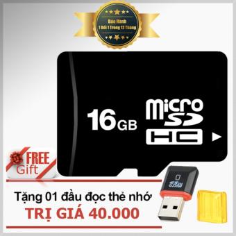 Thẻ nhớ 16GB Micro SDHC class 6 (Đen) + tặng đầu đọc thẻ (mẫu ngẫu nhiên)  