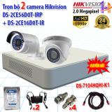 Trọn bộ 2 camera 2.0mp ds-2ce56d0t-irp + ds-2ce16d0t-ir + ds-7104hqhi-k1