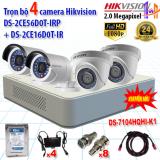 Trọn bộ 4 camera 2.0mp ds-2ce56d0t-irp + ds-2ce16d0t-ir + ds-7104hqhi-k1