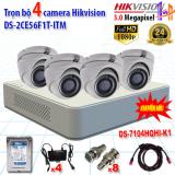 Trọn bộ 4 camrea 3.0mp ds-2ce56f1t-itm + ds-7104hqhi-k1