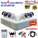 [HCM][Trả góp 0%]Trọn bộ 4 camrea 2.0MP DS-2CE16D0T-IRP + DS-7104HQHI-K1 4 nguồn camera 12V 8 jack BNC 1 dây tín hiệu HDMI nối đầu ghi và màn hình tivi