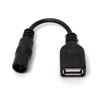 USB 2.0 A Female Plug to DC Power Jack Female 5.5mm x1.1mm Cord Cable Black 12CM - intl  
