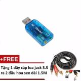 [HCM]USB Sound Card cho máy tính Laptop Tặng kèm cáp Loa jack 3.5 ra 2 đầu hoa sen 1.5M