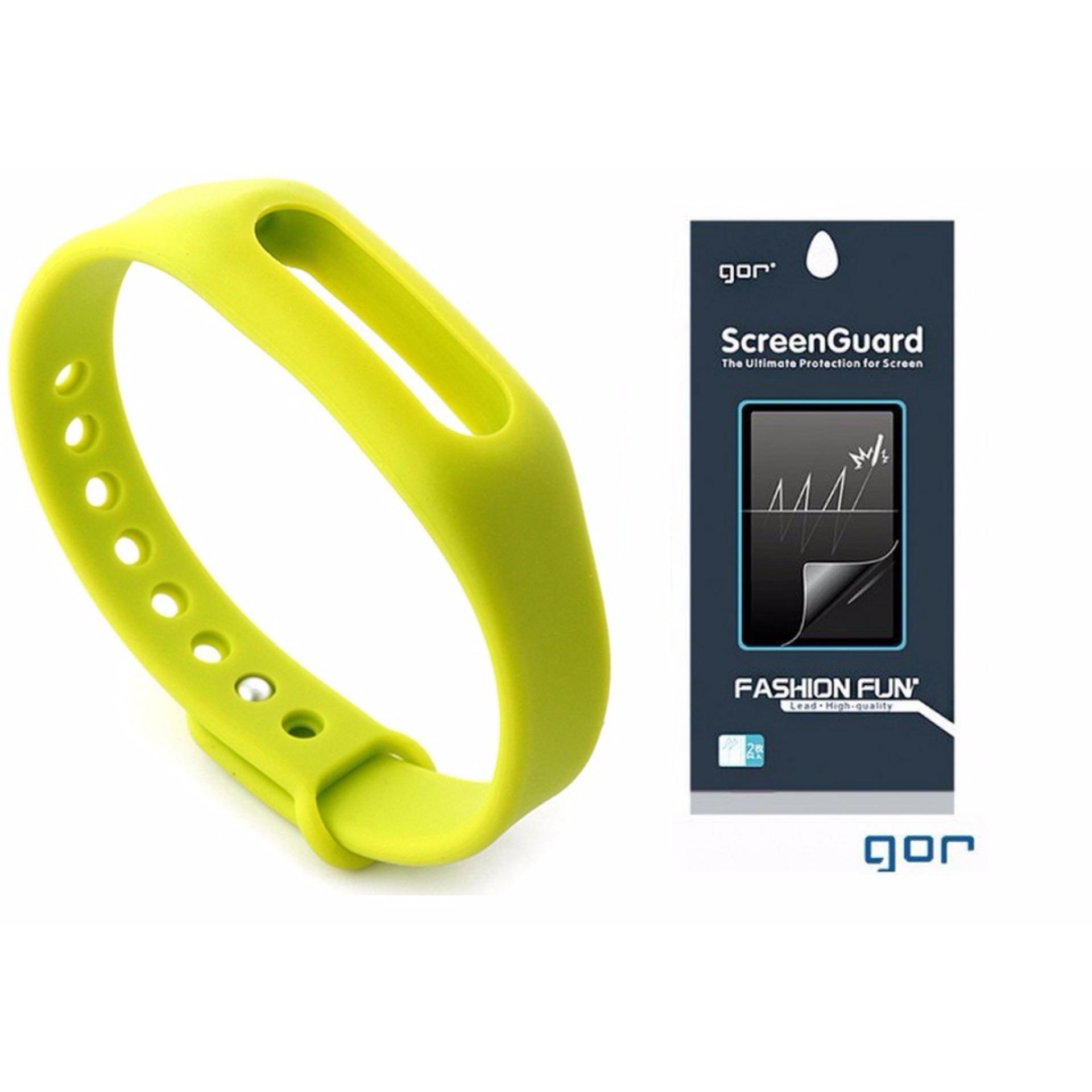 Vòng đeo tay thay thế cho Xiaomi Miband 2, mi band 2 (Xanh lá) + Miếng dán màn hình
