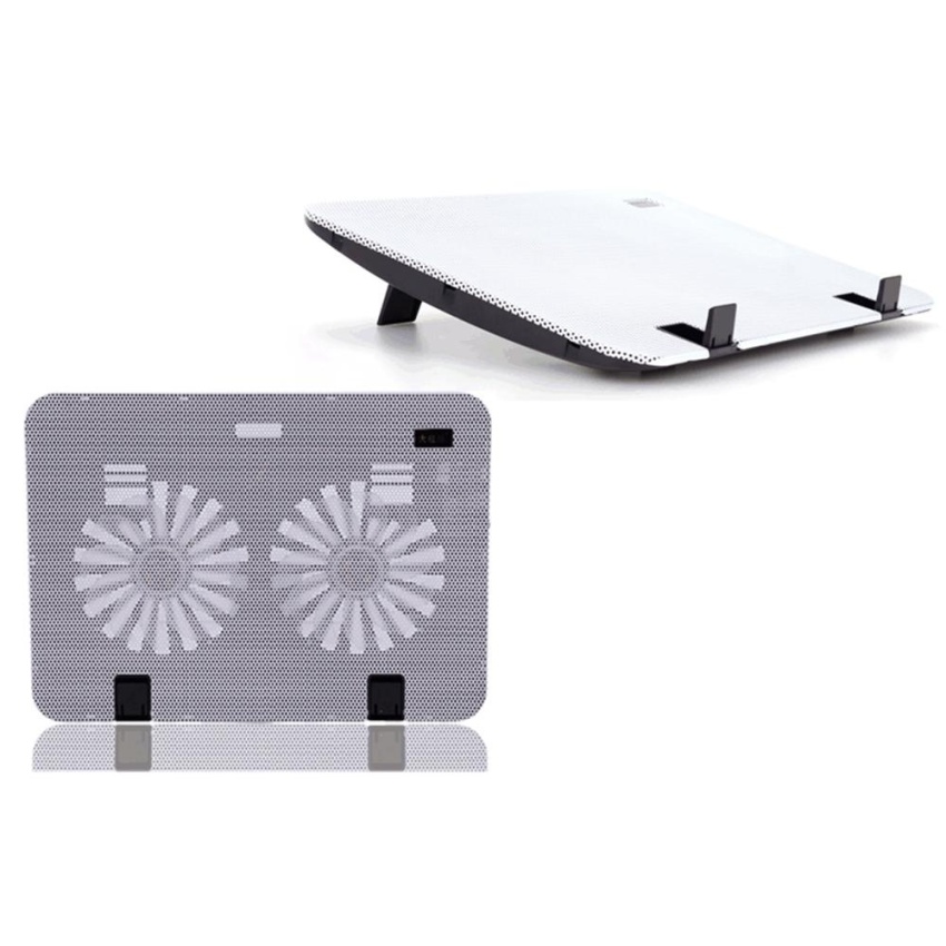 Hình ảnh Whyus-Portable Metal Mesh Non-slip 2-Fan Notebook Cooling Pad For 15.6 Inches Laptop (White) - intl