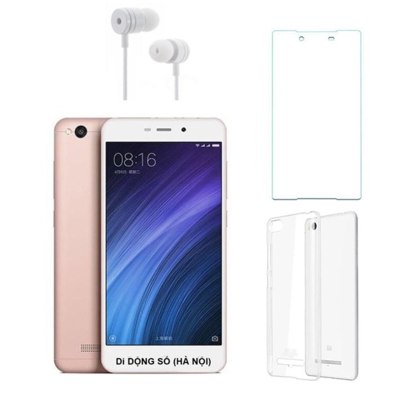 Xiaomi Redmi 4A 16G (Hồng) + Ốp lưng + Kính cường lực + Tai nghe- Hàng nhập khẩu