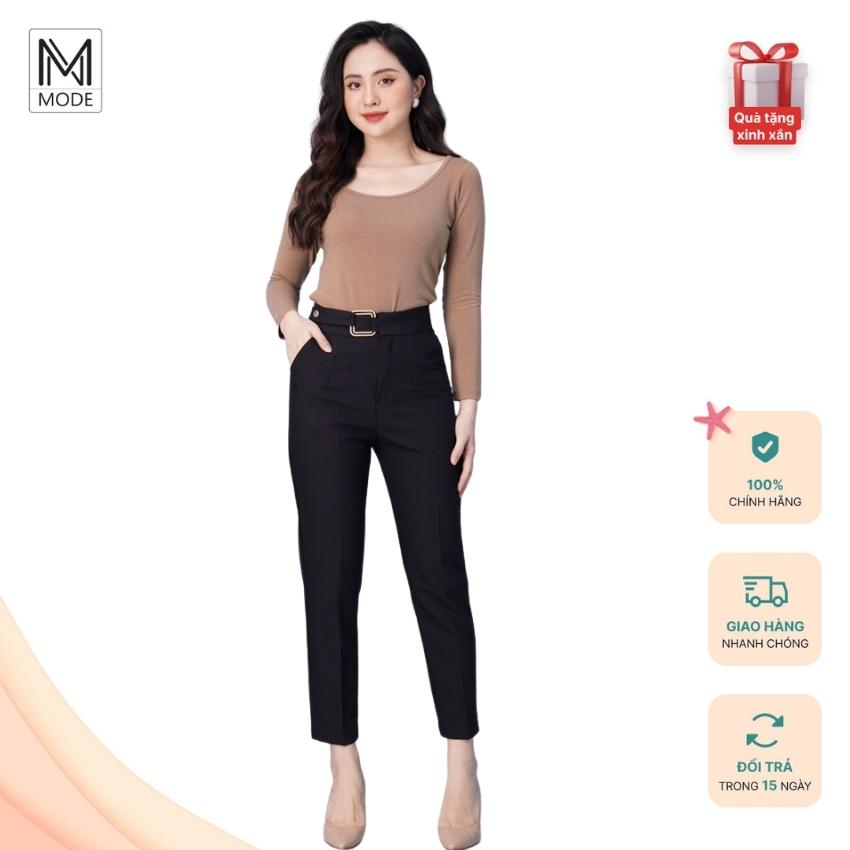 Quần tây công sở nữ thiết kế đai vuông, kiểu dáng quần baggy nữ tính thanh lịch sang chảnh - thời trang ngoc mode